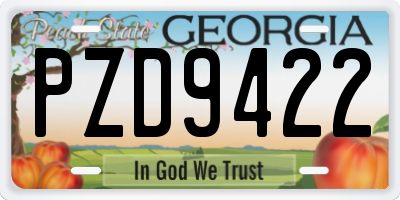 GA license plate PZD9422