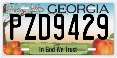 GA license plate PZD9429