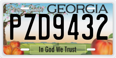 GA license plate PZD9432