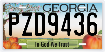 GA license plate PZD9436