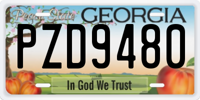 GA license plate PZD9480