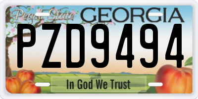 GA license plate PZD9494