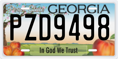 GA license plate PZD9498