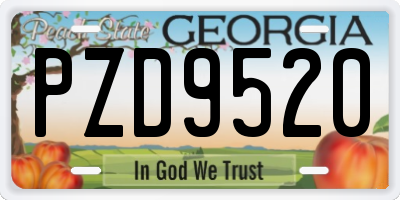 GA license plate PZD9520