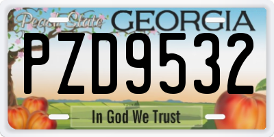 GA license plate PZD9532