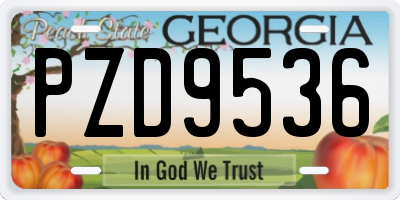 GA license plate PZD9536