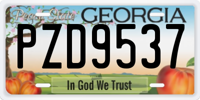 GA license plate PZD9537