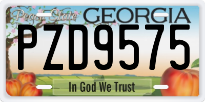 GA license plate PZD9575