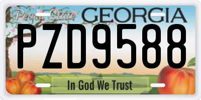 GA license plate PZD9588