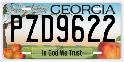 GA license plate PZD9622