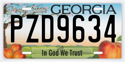 GA license plate PZD9634
