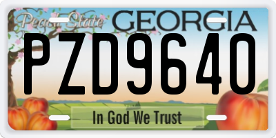 GA license plate PZD9640