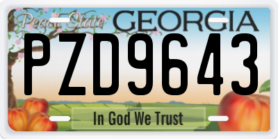 GA license plate PZD9643