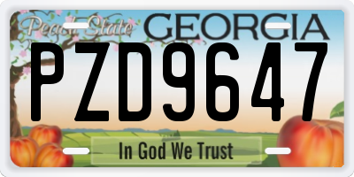GA license plate PZD9647