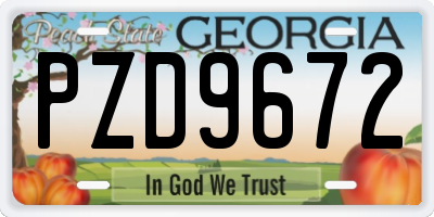 GA license plate PZD9672