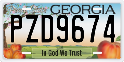 GA license plate PZD9674