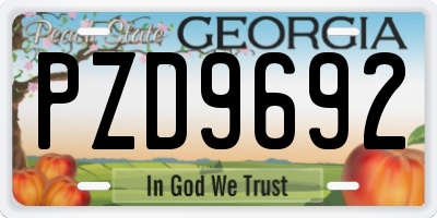 GA license plate PZD9692