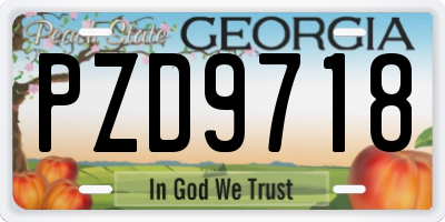 GA license plate PZD9718