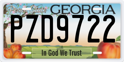 GA license plate PZD9722