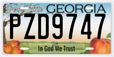 GA license plate PZD9747