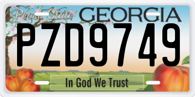 GA license plate PZD9749