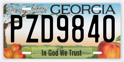 GA license plate PZD9840