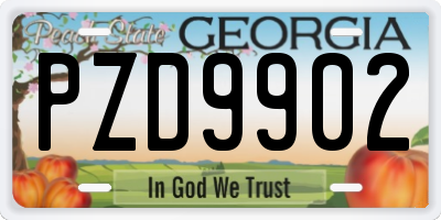 GA license plate PZD9902