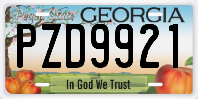 GA license plate PZD9921