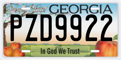GA license plate PZD9922
