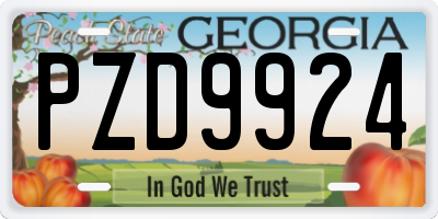 GA license plate PZD9924