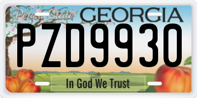 GA license plate PZD9930