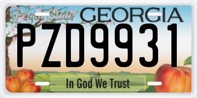GA license plate PZD9931