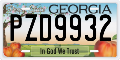 GA license plate PZD9932