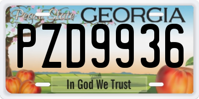 GA license plate PZD9936