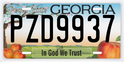 GA license plate PZD9937
