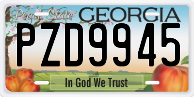 GA license plate PZD9945