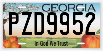 GA license plate PZD9952