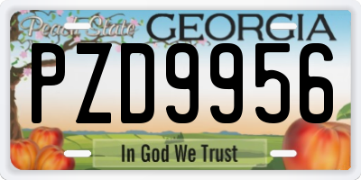 GA license plate PZD9956