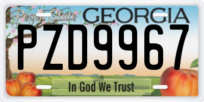 GA license plate PZD9967