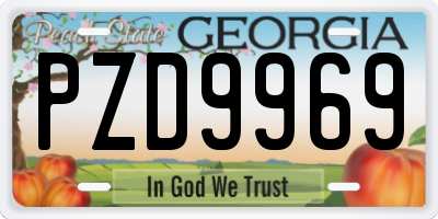 GA license plate PZD9969