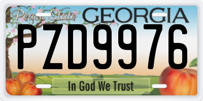 GA license plate PZD9976