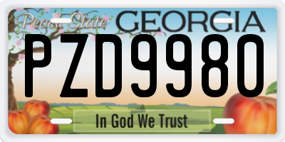 GA license plate PZD9980