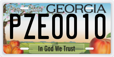 GA license plate PZE0010