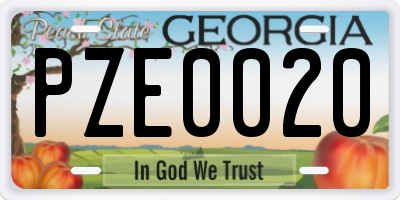 GA license plate PZE0020