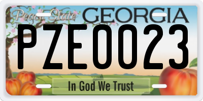 GA license plate PZE0023