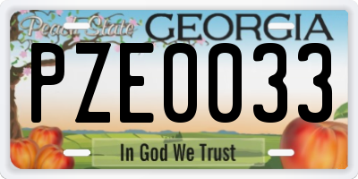 GA license plate PZE0033