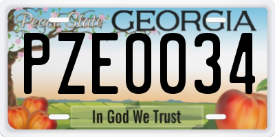 GA license plate PZE0034