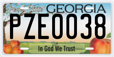 GA license plate PZE0038