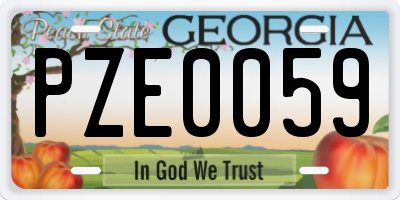 GA license plate PZE0059