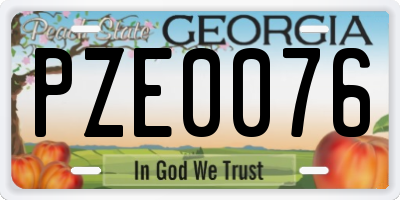 GA license plate PZE0076